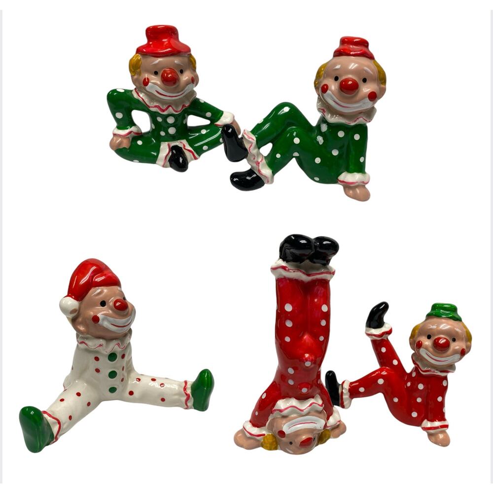 Vintage Flambro Clown Figurines Lot of 5 Circus Clowns Multicolor Porcelain